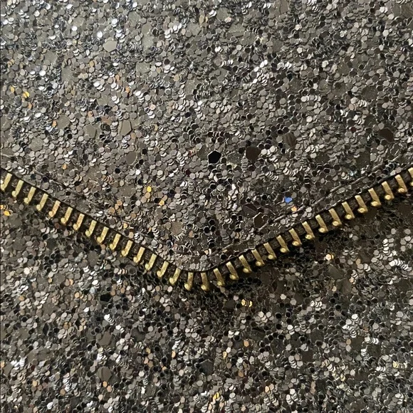 Rebecca Minkoff Envelope Glitter Leo Clutch Dressy Handbag Purse Black - Picture 7 of 9